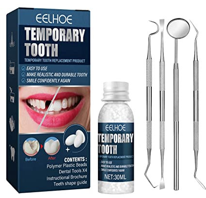 Prótesis dentales Temporal Kit de Reparación de Dientes Temporales Prótesis Provisionales Juego de Pegamento dental Temporal Juego de Reparación de Dientes Artificiales Moldeables DIY Cuentas de