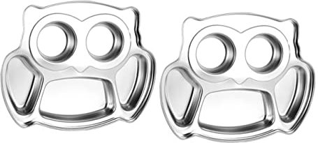 GOOHOCHY 2 Piezas Platos Divisores Infantiles De Thali Platos De Merienda Para Niños Plato Bhaji De Cena Bandeja De Comida Placa Metálica Niño Pequeño Ronda Acero Inoxidable Placa De Hierro