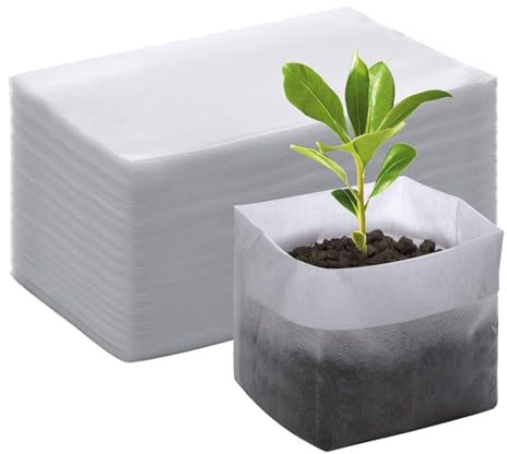 Maxtonser Sacs de semis de Germination en Tissu Non tissé d'intérieur, Sacs de Culture de Plantes de pépinière, Sac de Plantation de Fleurs, Fournitures de Jardinage, Paquet de 100, 10x12cm