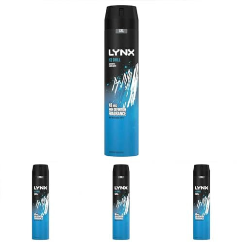 Lynx XXL Ice Chill 48 hours of odour-busting zinc tech Aerosol Bodyspray deodorant 250 ml (Pack of 4)
