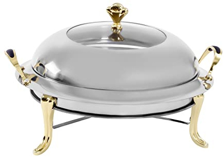 LENDISIY Chafing Dish Rund, Edelstahl Warmhaltebehälter 3L, Warmhaltebehälter für Speisen, Speisenwärmer Wärmebehälter Suppenwärmer für Catering, Buffet und Party