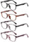 JM 4 Pack Reading Glasses for Women Men Blue Light Blocking with Spring Hinges, Lightweight Eyeglasses for Ladies +4.0