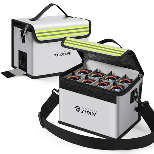 ZJTAPE Lipo Safe Bag Fireproof, Explosion Proof Battery Bag, Large Storage Space Lipo Box - Fireproof Safe, Protective Adjustable Battery for Charging and Storag (Silvery)