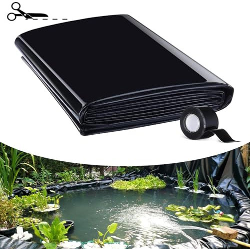 Dtyubfg 8X13m Teichfolien Zuschnitt Schwarz HDPE, UV Schwimmteich Folie Gartenteich Teichplane schwarz, für Fischteiche, Brunnen, Wassergarten und Wasserfall