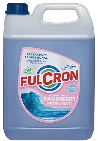 FULCRON Detergente Neutro Pavimenti Profumati, Detersivo Pavimenti Profumato ad Asciugatura Rapida, Senza Risciacquo, Profumo Brezza Marina, 5L