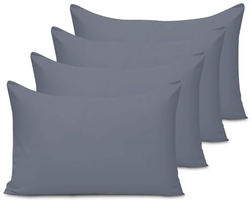 Pamposh Pillow Cases 4 Pack - Standard Size 50 x 75 cm - Double Brushed Premium Microfibre Envelope Closure Pillow Covers - Hypoallergenic Pillowcases Set Of 4 (Grey, 50 X 75 (Pack of 4))