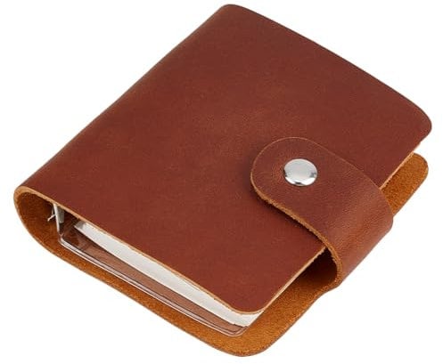 CRASPIRE Leather Journal Notebook Small Refillable A9 Travel Vintage Daily Memo Planner Paper 3.5 x 3.7in 120 Pages Lock Closure Portable Notepad for Man Women Gifts Traveler Writing Drawing Brown