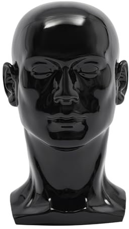 MINRS Mannequin Kopf Schaufensterpuppe Kopf Männlich Modellkopf Professionelle Manikin Kopf deko für Helme, Mützen, Brillen, Kopfhörer, Perücken. kopf für perücken kopfhörer (Schwarz)