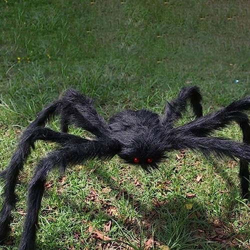 Halloween Spider Decorations Clearance,Giant Big Plush Spider Ornament,Fake Hairy Spider with Red Eyes,Skeleton Spider ,Outdoor Garden Yard Haunted House Halloween Festival Horror Decorations Deals