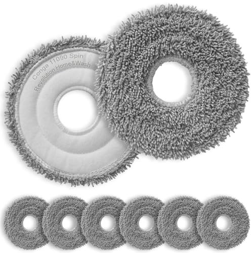 RM Pro® 6 Mopas de Fregado para Cecotec Conga 11090/13090 Spin Revolution Home&Wash Recambios de Microfibra Lavables y Reutilizables.