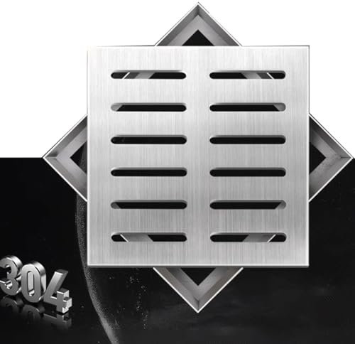 Abflussgitter für den Außenbereich, 304 Edelstahl, quadratische Abflussabdeckungen, robuster Abwasserrost, Abdeckung und Rahmen (20 x 20 x 2 cm)