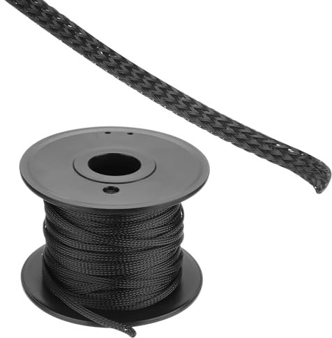 Rebower 100ft PET Expandable Wire Loom 1/8 Inch, PET Braided Wire Sleeving Cable Management Sleeve Tubing [for Audio Video Home Office Cord Protector]-Black