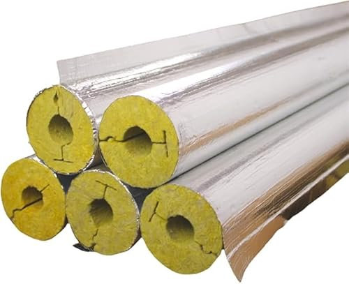 Isolation des tuyaux en laine de roche 18/30 mm – 1 m Coefficient de conductivité thermique 0,038 W/(m-K) en aluminium laminé, isolation pour tuyaux de chauffage, différentes tailles