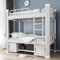Hochbett 100x200 Bettgestell Metallbett Doppelstockbett Erwachsene Etagenbett Stockbett mit Leiter und Bettgestell Robustes Doppelstockbett aus Stahl für Jugendliche und Erwachsene (White, 100x200cm)