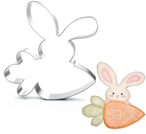 Ausstechform Hase - 7,5 cm, Edelstahl Osterhasen Ausstecher Ostern Hasenform Keksausstecher Backform Plätzchen Hasenausstecher Keksform Ostern für Backen Kekse