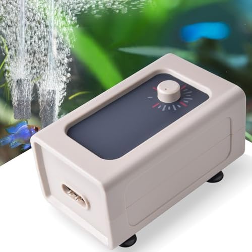FEDOUR 7W Super-Leise Aquarium Luftpumpe, 800LPH Leistungsstarke Sauerstoffpumpe mit Doppelauslass, Einstellbare Aquarium Belüfter Pumpe für 100-1000L Aquarien mit komplettem Zubehör