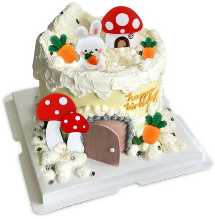 Blumomon 6 Stück Kaninchen-Kuchenaufsatz, Kaninchen, Happy Birthday, Kuchendekoration, Kaninchen-Thema, Geburtstagstortendekorationen für Jungen, Mädchen, Babyparty, Kaninchen, Motto-Party, Dekoration