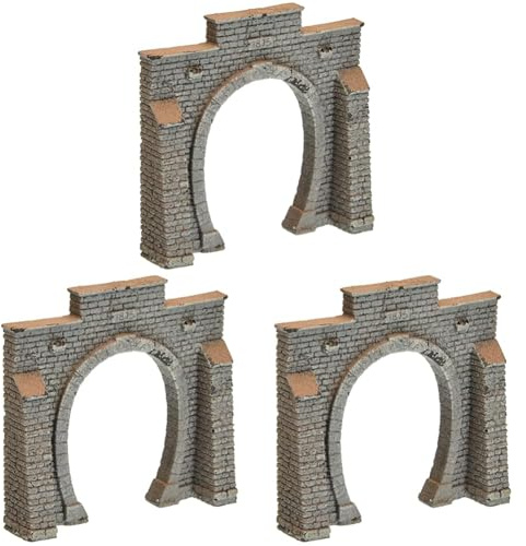 NOCH® Tunnel-Portal, 1-gleisig, 7,9 x 7,6 cm, realistische Steinmauer für Spurweite N (Packung mit 3)