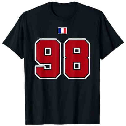 98 Numéro College Style Vintage Rouge Blanc France T-Shirt