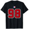 98 Numéro College Style Vintage Rouge Blanc France T-Shirt