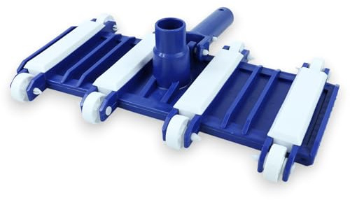 HERSIG - Cabezal Limpiafondos Flexible Manual para Piscina con Ruedas para Limpieza de Esquinas y Fondos Curvos con Conexión Universal
