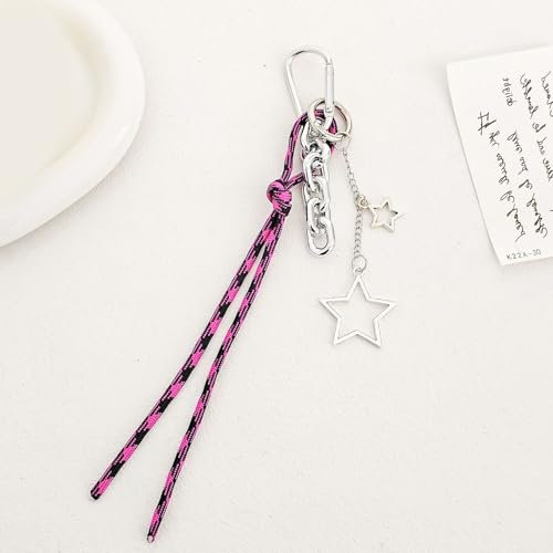 Rufevee Bunter Kletterseil-Schlüssel anhänger mit fünf spitzem Stern-Anhänger, Schlüssel anhänger, Mode, einfache, passende Taschen Dekoration