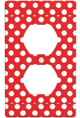Joli interrupteur décoratif à pois, plaque murale de prise de réceptacle duplex, taille standard, polycarbonate, brillant