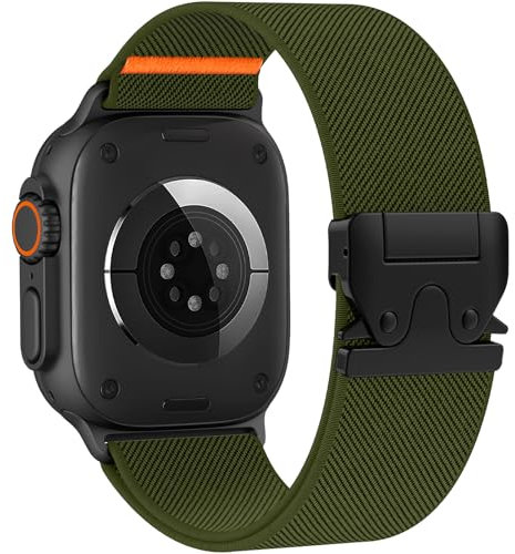 Yoohoo Correa Compatible con Correa Apple Watch 44mm 45mm 46mm 42mm 49mm Ultra/Ultra 2 Hombre Mujer,Nueva Versión Pulsera Nylon Deportiva Elástica Ajustable para iWatch Series 10 9 8 7 6 5 4 3 2 1 SE
