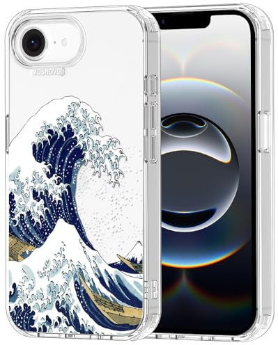 MOSNOVO Hülle für iPhone 17e / iPhone 16e, [2 m Militärschutz] [Anti-Abblätter-Technologie] Transparente stoßfest TPU Stoßfänger Handyhülle mit Design - Große Welle