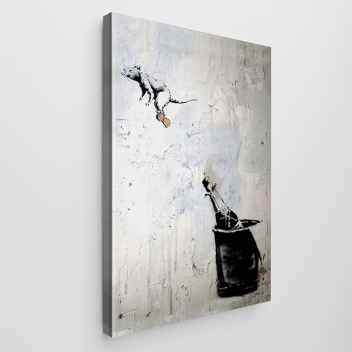 Giallobus - Gemälde - Banksy - - Standardleinwand - 70x100-14 - Maus auf dem Flaschenverschluss - Bereit zum Aufhängen - Moderne Gemälde