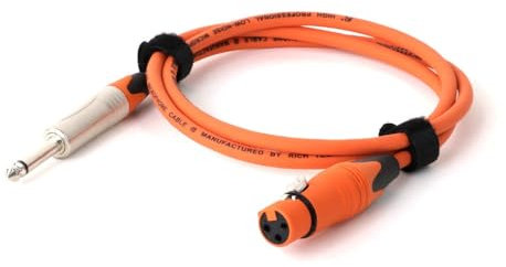 ROBAUN 1PC 0.3-15M Microphone Cable Jack 6.35mm TS 1/4 Male To XLR Female Microphone Audio Cable For Speaker Guitar Amplifier AMP Mixer(Orange,1M)