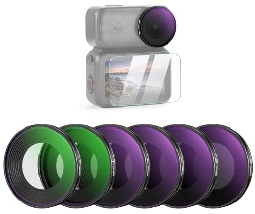 NEEWER ND Filter Set Kompatibel mit DJI Osmo Nano (ND8/16/32/64/UV/CPL), 6er Pack, aufschraubbarer Action Cam Graufilter Polfilter UV Objektiv Filter, Fotozubehör mit Displayschutz aus gehärtetem Glas