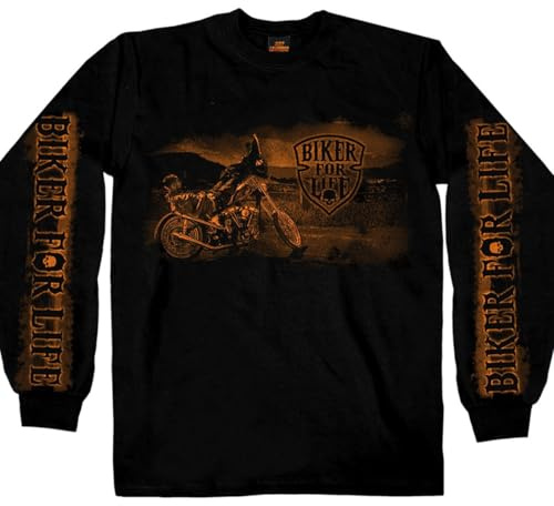 Hot Leathers Men’s Long Sleeve Shirt w/Graphics - Biker for Life Motorcycle Rider