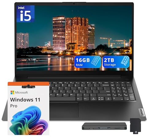 Lenovo Laptop empresarial V15 G4 IRU 15.6 pulgadas FHD, Intel i5-13420H, 16GB DDR4 RAM, 2TB de almacenamiento (1TB SSD + 1TB Docking Station Set), gráficos Intel UHD, teclado de tamaño completo, Wi-Fi