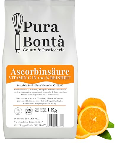 PURA BONTÀ Acido Ascorbico In Polvere 1kg | Vitamina C Pura 100% (E300) | Antiossidante Naturale per Frutta e Verdura | Uso Alimentare | Confezionato In Italia