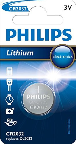 Philips CR2032 Lithium-Knopfzelle/Akku, 3 V, 3 g, 40 x 60 x 6 mm