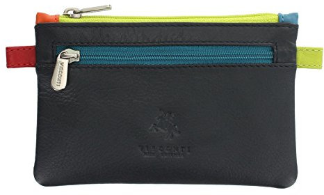 Portamonete Visconti con chiusura a zip e porta chiavi. Collezione CORA CP2 Blu marino