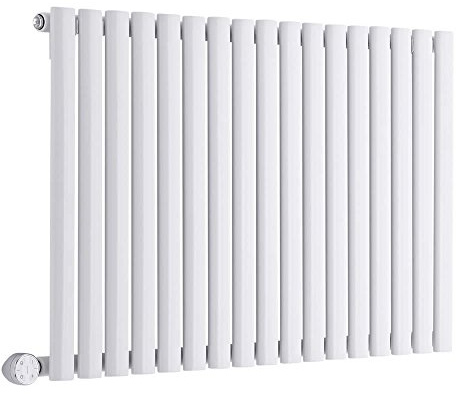MILANO 800W White Horizontal Single Oval Panel Electric Radiator 635x1000mm | Steel Construction. Generous Heat Output. Contemporary Style. Single Panel Design. WiFi Control. Hardwired Installation.