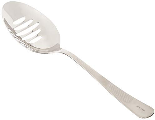 Mercer Culinary 18-8 Stainless Steel Plating Spoon with Slotted Bowl, 9-Inch, Silver