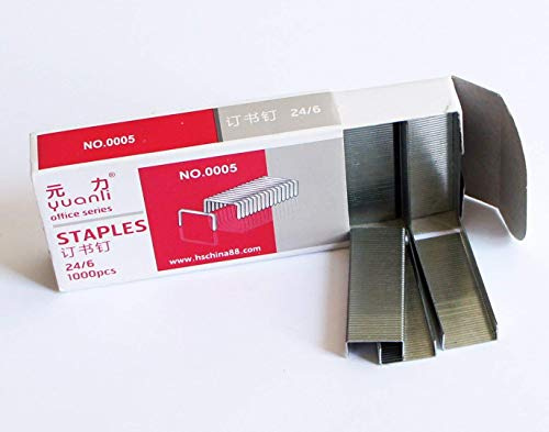 No.0005 24/6 Heftklammern - Packung mit 10 Kästen, 1000 Stück pro Packung.