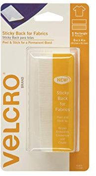 Velcro(r) Brand - Cierres Velcro adhesivos para telas: sin necesidad de coser - Rectángulo de 6 pulgadas x 4 pulgadas, 1 juego - Blanco