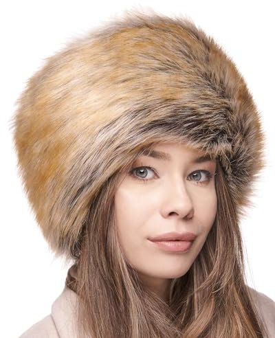 Futrzane Classic Kosakenmütze - Fellmütze Damen Winter - Pelz Russische Mütze (S, Rotbraun Classic)
