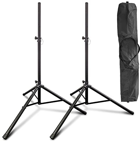 Heavy-Duty DJ Tripod Stands (Pair) with Bag by AxcessAbles| Adjustable Height 42” to 72 PA Speaker Stands| 80lb Portable PA Stands Compatible with Powered Speakers (SSB-101)