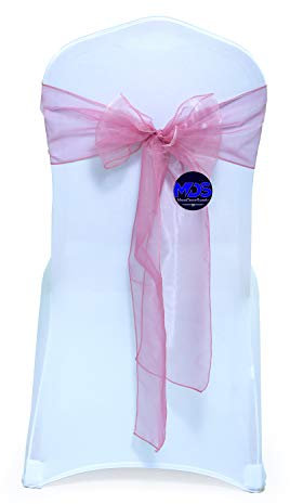 MDS Organza-Stuhlschärpen für Hochzeit, Empfang, Veranstaltung, Bankette, Stuhldekoration, Restaurant, Esszimmer, Stuhlbezug, breiteres Band, Raffhalter, Partyzubehör, Altrosa, 50 Stück