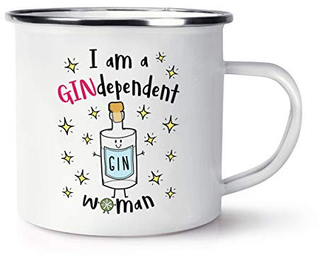 I Am A Gindependent Woman Retro Enamel Mug Cup