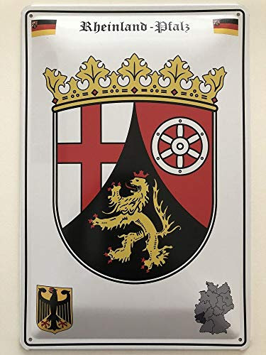 Deko 7 Blechschild 30 x 20 cm - Wappen Deutschland - Bundesland Rheinland Pfalz