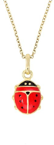 Lucchetta - Catenina con Coccinella Portafortuna in Oro giallo 9 carati, 45 cm riducibile a 42, Collane d'Oro Vero per Regalo a Bambina Ragazza
