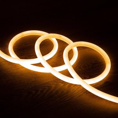 LEDKIA LIGHTING LED-Streifen Neon Dimmbar 220V AC 120 LED/m Rund 360 Warmes Weiss IP67 nach Mass Schnitt alle 100cm Warmweiß 3000K