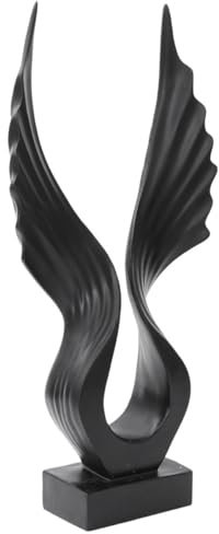 VOSAREA Skulptur Schwarz Deko Wohnzimmer Schlafzimmer Weinschrank Büro Modern Abstrakte Skulptur Harz Flügel Statue