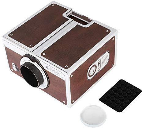 Mini proyector de Bricolaje, proyector de teléfono Inteligente portátil proyector de Video 2.0 Caja de Cine en casa portátil con Etiqueta Trasera, Lente para películas de Video de teléfonos móviles